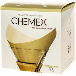 Chemex Pre-folded Squares Natural Paper Coffee Filters For 6, 8 And 10 Cup Coffeemaker, 100 Pcs