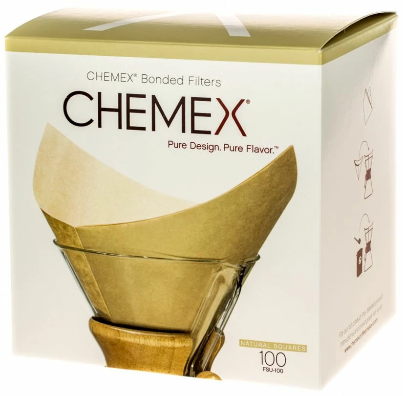 Chemex Pre-folded Squares Natural Paper Coffee Filters For 6, 8 And 10 Cup Coffeemaker, 100 Pcs 1 Chemex Pre-folded Squares Natural Paper Coffee Filters For 6, 8 And 10 Cup Coffeemaker, 100 Pcs