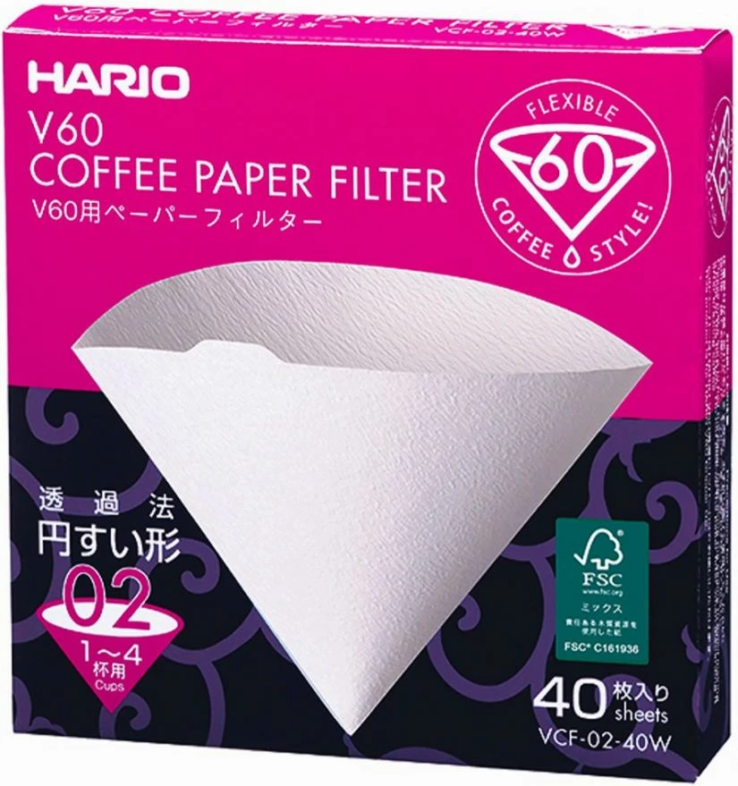Hario V60 Size 02 Coffee Paper Filters Box 1 Hario V60 Size 02 Coffee Paper Filters Box