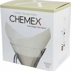 Chemex Pre-Folded Square Paper Filters For 6, 8 And 10 Cup Coffee Maker, 100 Pcs