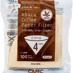CAFEC ABACA Cone-Shaped Filter Paper 4 Cup, Brown