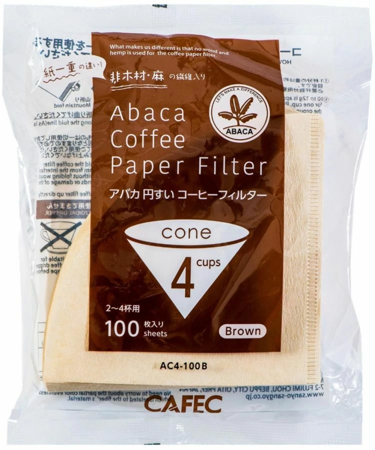 CAFEC ABACA Cone-Shaped Filter Paper 4 Cup, Brown 1 CAFEC ABACA Cone-Shaped Filter Paper 4 Cup, Brown