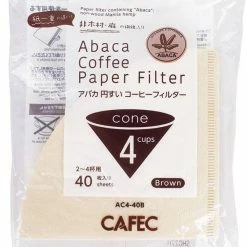 CAFEC ABACA Cone-Shaped Filter Paper 4 Cup, Brown