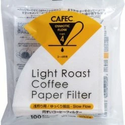 CAFEC Light Roast T-92 Coffee Paper Filter 4 Cup, 100 Pcs