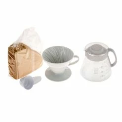 Hario V60-02 Ceramic Dripper Set 600 Ml, White -Hario Shop hario v60 ceramic dripper 02 set 6404